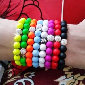 Purple Ball Shamballa Elastic Stretch Bracelet